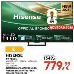 Worten Hisense - tv 75e8s oferta