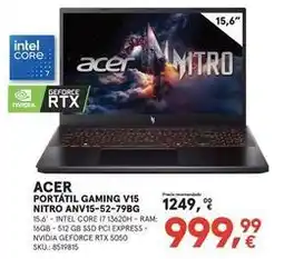 Worten Acer - portátil gaming v15 anv15-5-2-79bg oferta