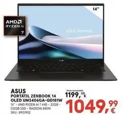 Worten Asus - ordenador portátil zenbook 14 oled um34906ga-qd18lw oferta