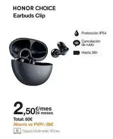 Orange Honor - earbuds clip oferta