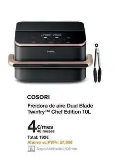 Orange Cosori - freidora de aire dual blade twinfry chef edition 10l oferta