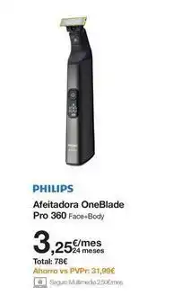 Orange Philips - afeitadora oneblade pro 360 oferta