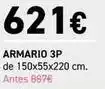 Merkamueble Armario 3p de 150x55x220 cm oferta