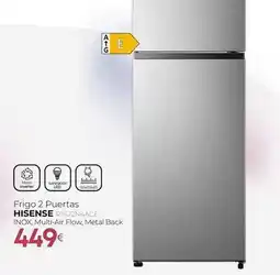 Tien 21 Hisense - frigo 2 puertas riazza-lace inox, multi-air flow, metal back oferta