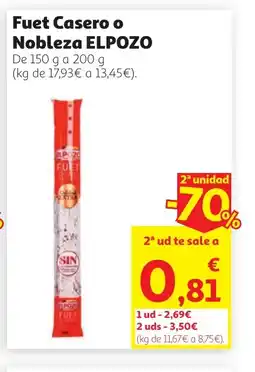 Alcampo ELPOZO Fuet Casero o Nobleza oferta