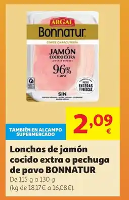 Alcampo BONNATUR Lonchas de jamón cocido extra o pechuga de pavo oferta