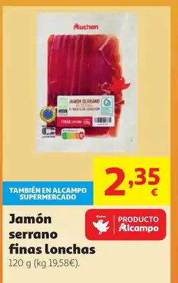 Alcampo Jamón serrano finas lonchas oferta