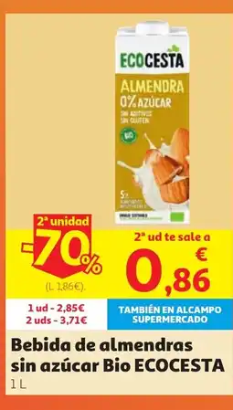 Alcampo ECOCESTA Bebida de almendras sin azúcar Bio oferta