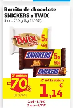 Alcampo SNICKERS o TWIX Barrita de chocolate oferta
