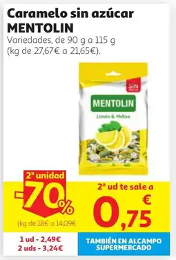 Alcampo MENTOLIN Caramelo sin azúcar oferta