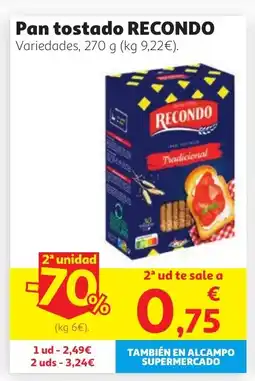 Alcampo RECONDO Pan tostado oferta