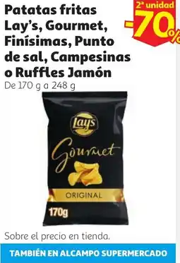 Alcampo Patatas fritas Lay's, Gourmet, Finísimas, Punto de sal, Campesinas o Ruffles Jamón oferta