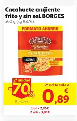 Alcampo BORGES Cacahuete crujiente frito y sin sal oferta