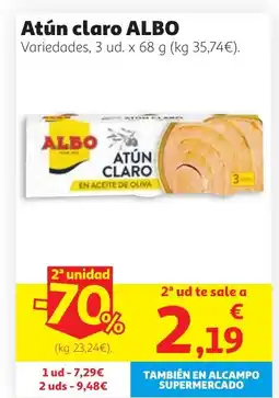 Alcampo ALBO Atún claro oferta