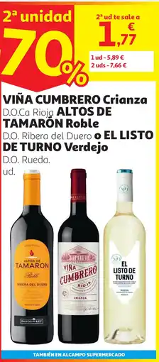 Alcampo VIÑA CUMBRERO Crianza D.O.Ca Rioja oferta
