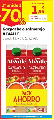 Alcampo ALVALLE Gazpacho o salmorejo oferta