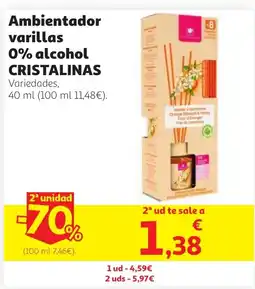 Alcampo CRISTALINAS Ambientador varillas 0% alcohol oferta