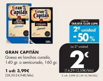 Gran Capitán Queso en lonchas curado o semicurado
