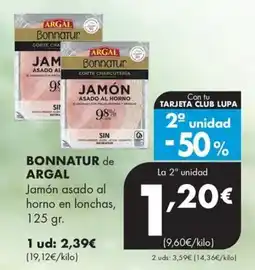 Supermercados Lupa Bonnatur jamón asado al horno en lonchas oferta