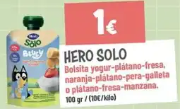 Supermercados Lupa Hero Solo bolsita yogur-plátano-fresa, naranja-plátano-pera-galleta o plátano-fresa-manzana oferta
