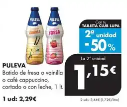 Supermercados Lupa Puleva batido de fresa o vainilla o café cappuccino oferta