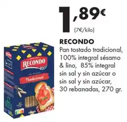 Supermercados Lupa Recondo pan tostado tradicional oferta