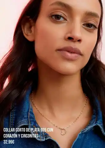 Collar corto de plata 925 con corazón y circonitas