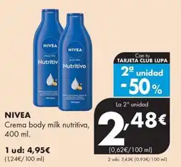 Supermercados Lupa Nivea crema body milk nutritiva oferta