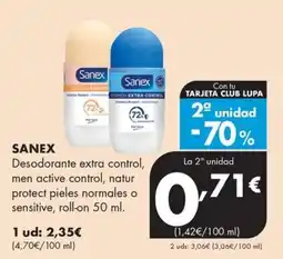 Supermercados Lupa Sanex desodorante extra control oferta