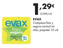 Supermercados Lupa Evax compresa fina y segura normal sin alas oferta