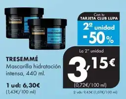 Supermercados Lupa TRESEMME Mascarilla hidratación intensa oferta