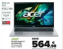 Carrefour Acer Portátil Aspire 3 15 A315-44P oferta