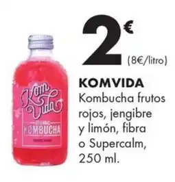 Supermercados Lupa Komvida Kombucha frutos rojos, jengibre y limón, fibra o Supercalm oferta