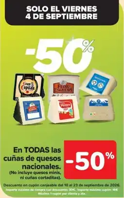 Carrefour cuñas de quesos nacionales oferta