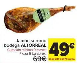 Carrefour Jamón serrano bodega ALTORREAL oferta