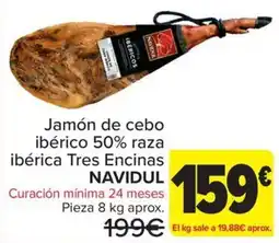 Carrefour Navidul jamón de cebo ibérico 50% raza ibérica Tres Encinas oferta