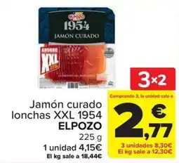 Carrefour Elpozo jamón curado lonchas xxl 1954 oferta