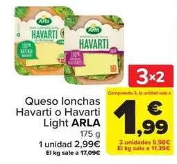 Carrefour Queso lonchas Havarti o Havarti Light ARLA oferta