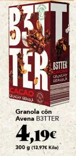Gadis B3TTER granola con avena cacao crunchy oferta