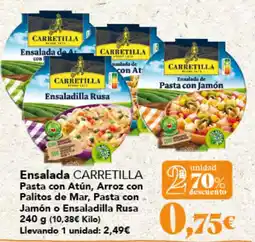 Gadis Carretilla ensalada de pasta con atún, arroz con palitos de mar, pasta con jamón o ensaladilla rusa oferta