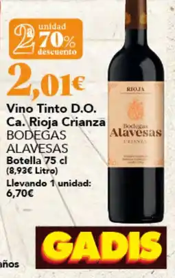 Gadis Bodegas Alavesas Vino Tinto D.O. Ca. Rioja Crianza oferta