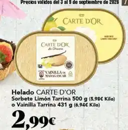 Gadis Carte d'or - helado sorbete limon tarrina oferta