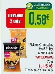Masymas Yatekomo - fideos orientales hot& spicy o con pollo oferta
