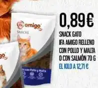 Claudio Ifa amigo - snack gato con pollo y malta o con salmon oferta