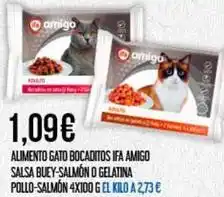Claudio Ifa amigo - alimento gato bocaditos ifa salsa buey-salmon o gelatina pollo-salmon oferta