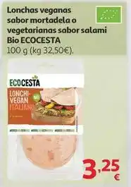 Alcampo Ecocesta - lonchas veganas sabor mortadela o vegetarianas sabor salami oferta