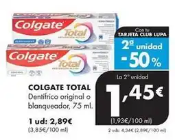 Supermercados Lupa Colgate - total dentífrico original o blanqueador oferta