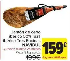 Carrefour Navidul - jamón de cebo ibérico 50% raza ibérica tres encinas oferta
