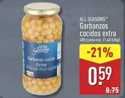 ALDI All seasons - garbanzos cocidos extra oferta