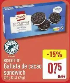 ALDI Biscotto - galleta de cacao sandwich oferta
